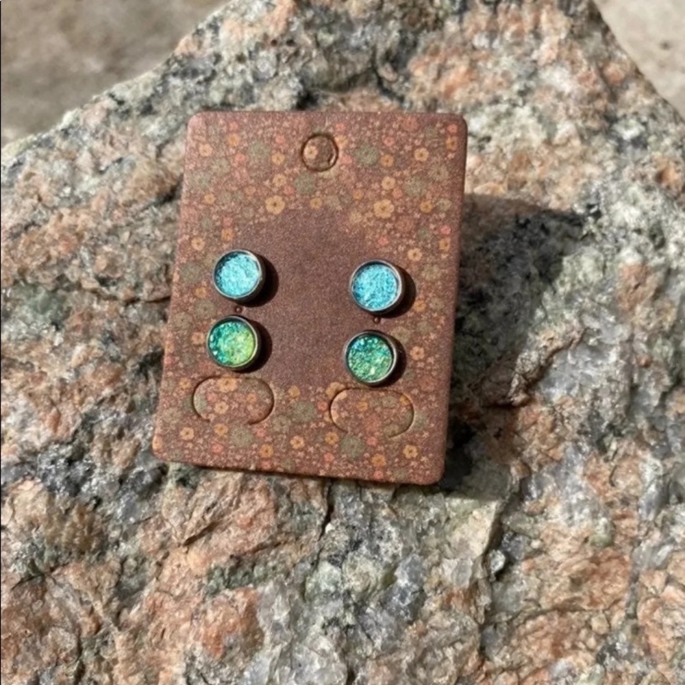 NEW Faux Druzy Stud Earrings Set